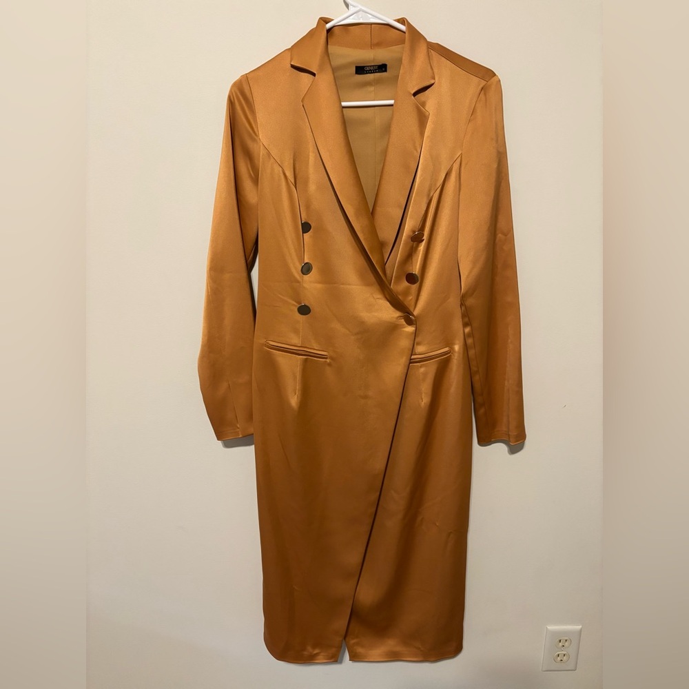 Genese London Satin-Like Rust Blazer Dress Size 12